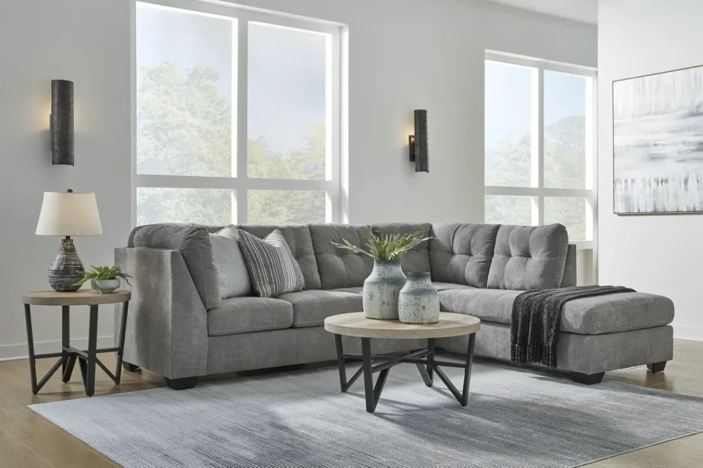 marleton gray 2 piece sectional with chaise