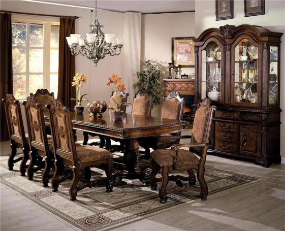 crown mark neo renaissance double pedestal dining table