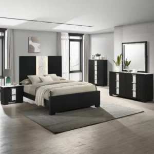 crown mark rangley black queen bed dresser and mirror square b6835