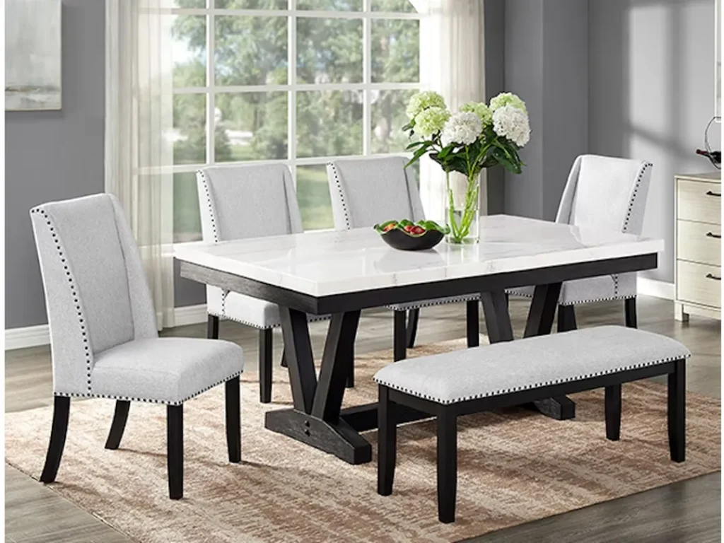 crown mark vance genuine marble dining table