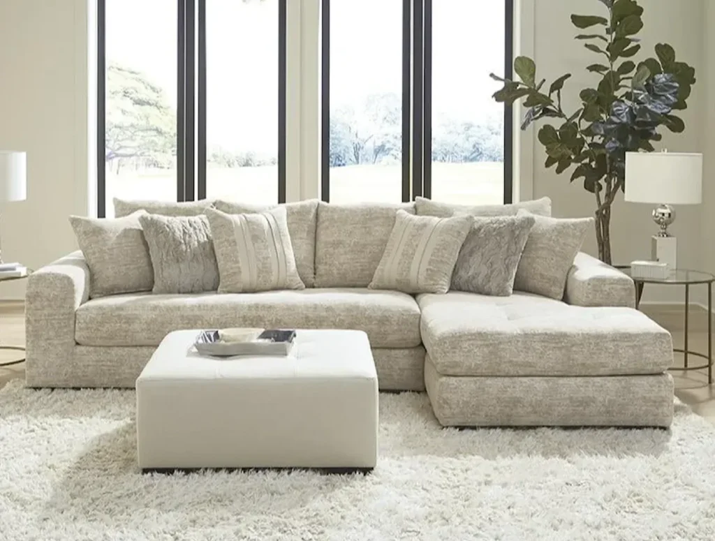 transitional 2 piece sectional sofa with right facing chaise