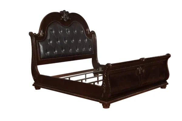 stanley cherry brown upholstered sleigh bedroom set set b1600 q hb b1600 q fb b1600 kq hbleg b1600 kq rail b1600 1 b1600 2 big ben furniture 7 2