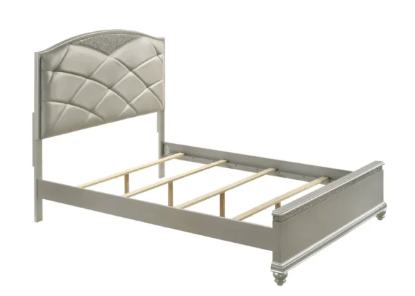 valiant champagne silver upholstered panel bedroom set 10