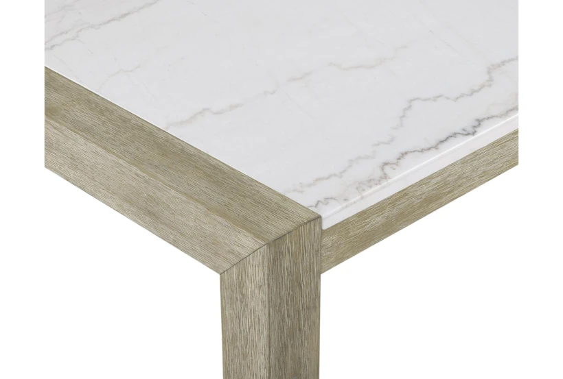 vassar natural + white marble 66" dining table with upholstered bench set for 4