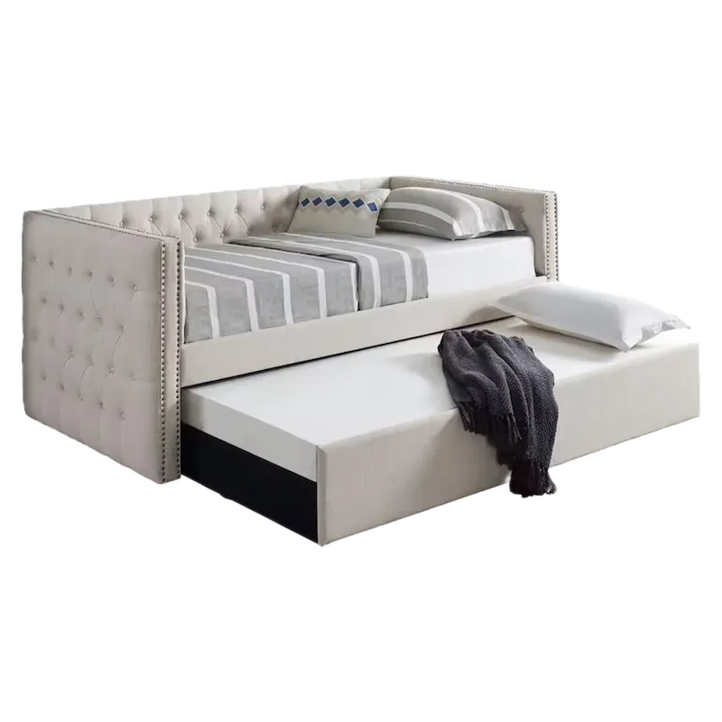 lagrange beige tufted daybed with trundle front background removed